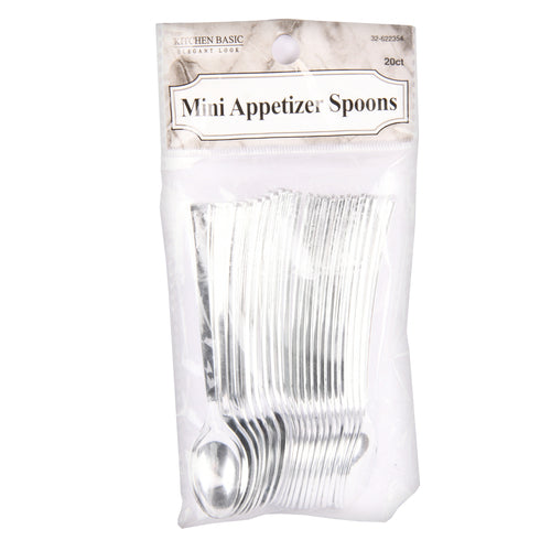 plastic silver mini spoon -- 24 per box