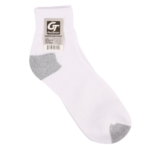 mens 1 pair sport socks white grey quarter 10-13 -- 12 per box