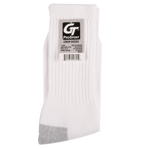 mens 1 pair sport socks white grey crew 10-13 -- 12 per box