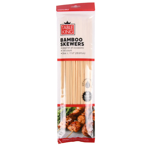 table king bamboo skewer 11.8 100ct in zip bag -- 24 per box