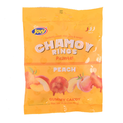 jovy chamoy rings picante peach gummy 5 oz -- 12 per case