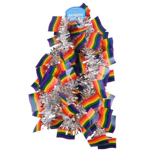 tinsel garland w rainbow flag -- 36 per case