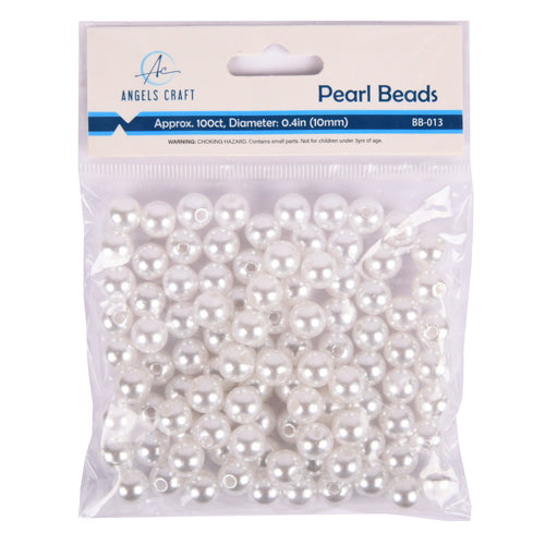 angels craft pearl beads 10mm 100ct -- 12 per box