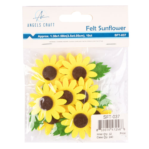 angels craft felt sunflowers 10ct -- 12 per box