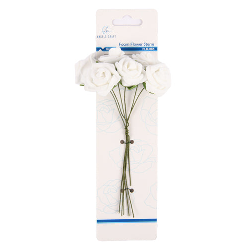 angels craft foam flowers roses white -- 12 per box