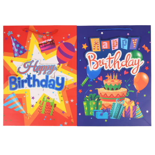 gift bag 3d happy birthday large asst designs -- 12 per box