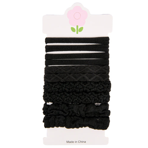 hair elastics black 10 pk -- 12 per box