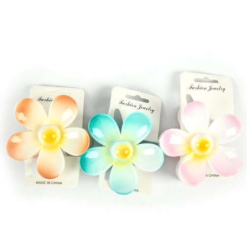 hair jaw clip 1 pc hawaiian flower asst color -- 12 per box