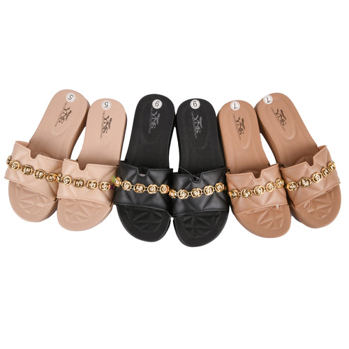 women sandals with metal detail asst color -- 48 per case