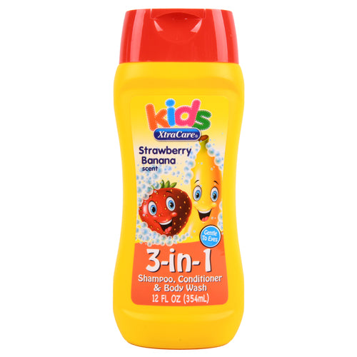 xtracare kids 3in1 body wash strawberry banana 12 oz -- 24 per case