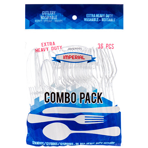 imperial plastic cutlery combo clear - 36 ct - extra heavy duty -- 48 per case