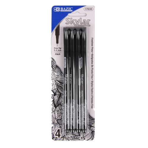 skylar 0.4mm black fineliner pen 4ct -- 24 per box