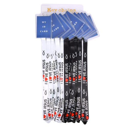 lanyard i love jesus black and white -- 12 per box