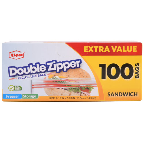 ri-pac double zipper sandwich bag 100-ct -- 24 per case