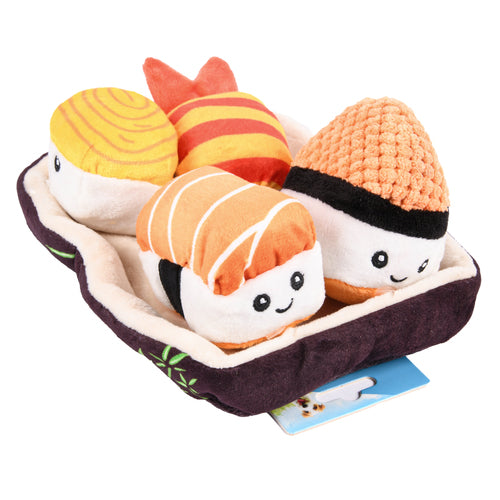 vibrant pet toy sushi plate -- 12 per case