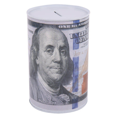 4 tin coin bank 100 us bill -- 24 per case