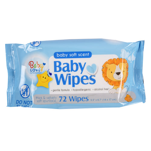 baby love baby soft scent wipes blue 72 ct -- 12 per case