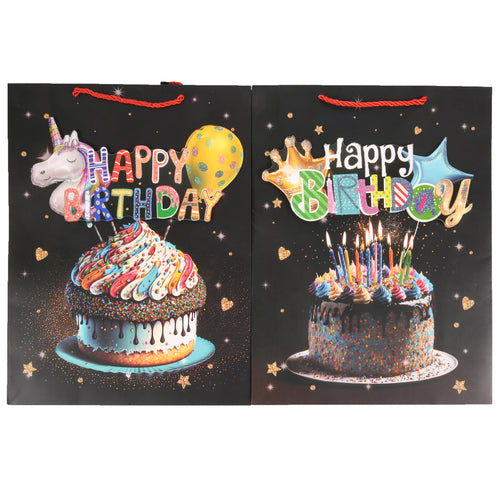 gift bag large 3d pop out happy birthday asst designs -- 12 per box