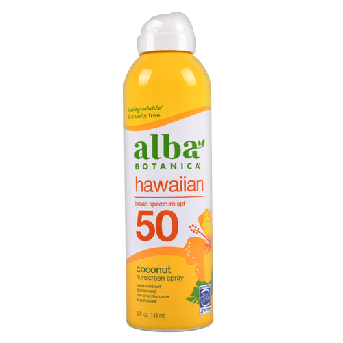 alba sunscreen 50 spf coconut spray 5oz -- 6 per case