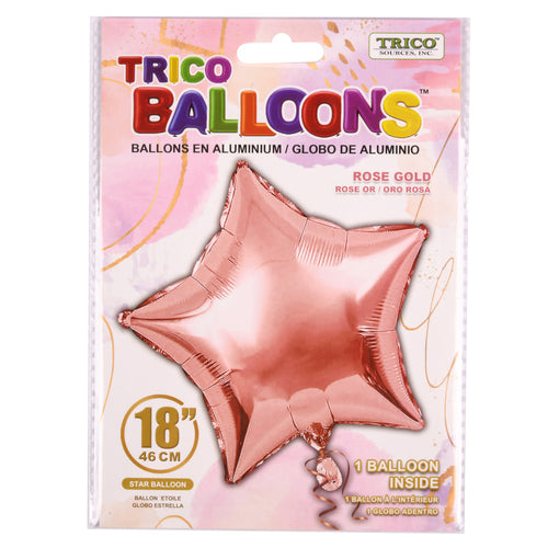 trico 18 star foil balloon rose gold -- 10 per box