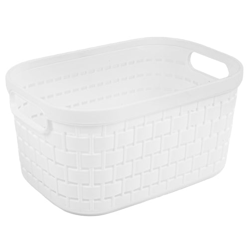 plastic storage basket white -- 6 per box