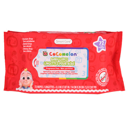 cocomelon fragrance-free wipes 72 ct -- 12 per case