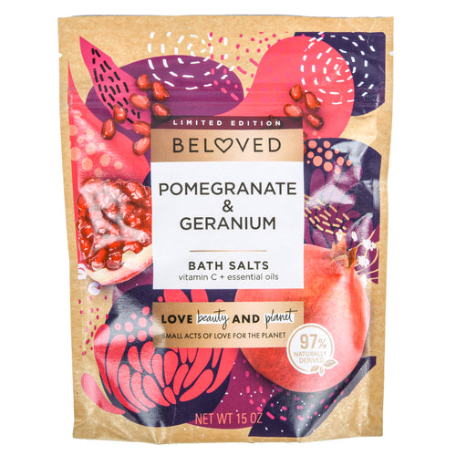 beloved bath salts pomegranate geranium 15 oz -- 6 per case