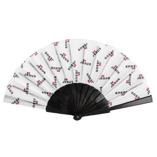 folding fan i love jesus -- 12 per box