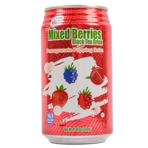 rico mix berries tea drink w popping boba 11.5-oz -- 24 per case