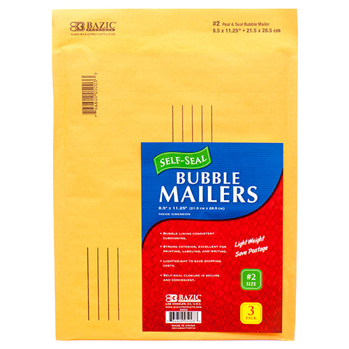 3 pack 8.5 in x 11.25 in self seal bubble mailers -- 24 per case