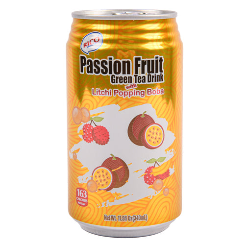 rico passion fruit tea drink w popping boba 11.5-oz -- 24 per case