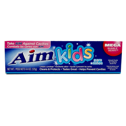 aim kids gel toothpaste mega bubble berry 4.4 oz -- 24 per case