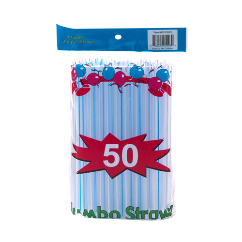 pointy tip jumbo straws 50 count - bulk 48 packs -- 48 per case