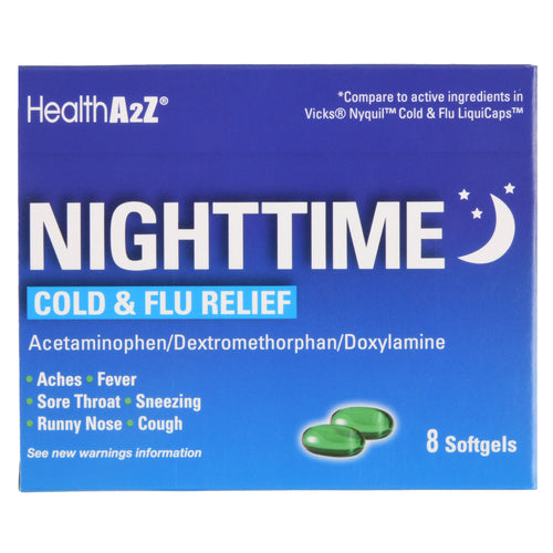 healtha2z nighttime cold flu softgels 8 ct -- 24 per case