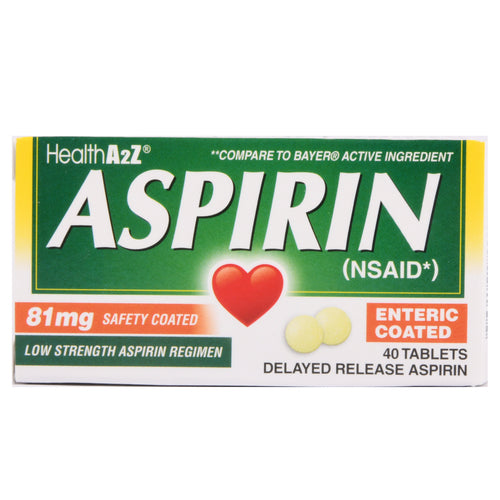 healtha2z aspirin 81mg 40 ct yellow tablet -- 24 per case