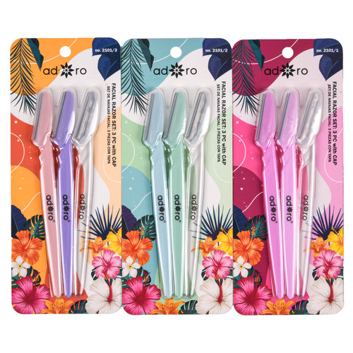 adoro facial razor asst 3pc -- 12 per box