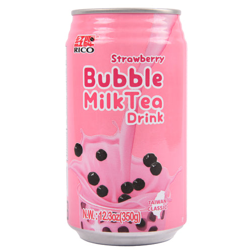 rico bubble milk tea strawberry drink 12.3-oz -- 24 per case