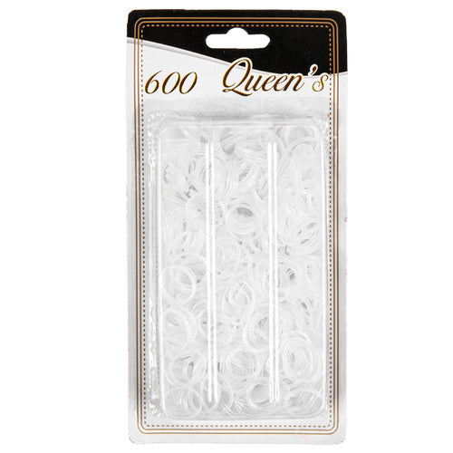 queen s hair mini elastics clear 600pk -- 12 per box