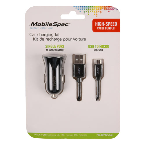 mobile spec car charging kit black 3pc -- 40 per case