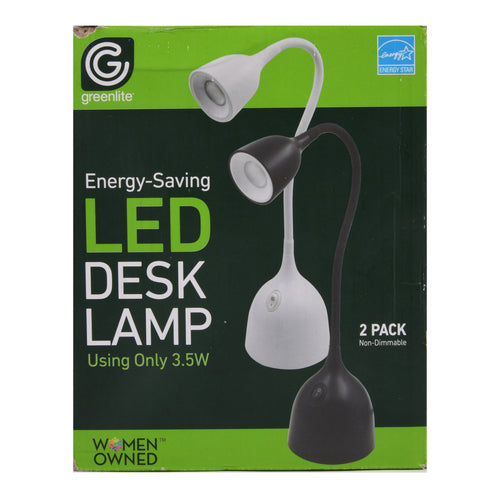 desk lamp led 2pk set black white asst. -- 12 per case