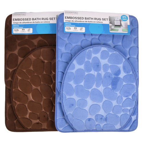 essential embossed bath rug set asst 3pc -- 24 per case