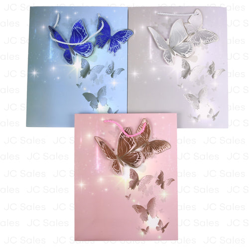 gift bag butterfly assorted colors medium -- 12 per box