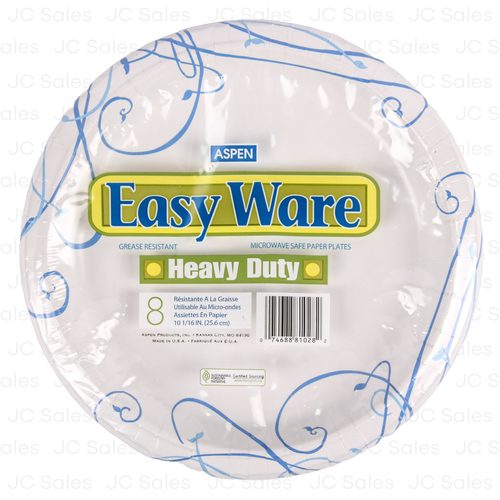 aspen easy ware printed paper plate 10 8ct -- 16 per case