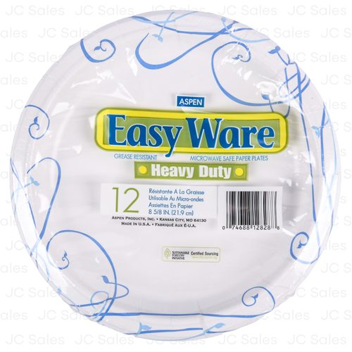 aspen easy ware printed paper plate 8 12ct -- 16 per case