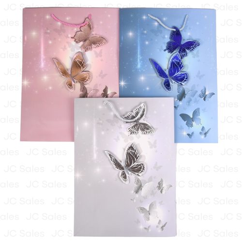 gift bag butterfly assorted colors large -- 12 per box