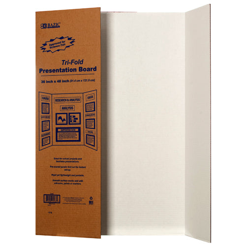 36 x 48 white tri-fold presentation board -- 24 per case