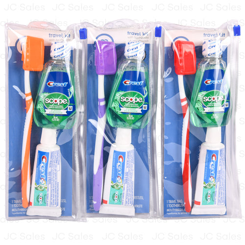 adult toothbrush travel kit 3 pc -- 48 per case