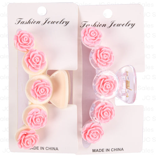 fashion jewelry hair clip w roses asst -- 12 per box