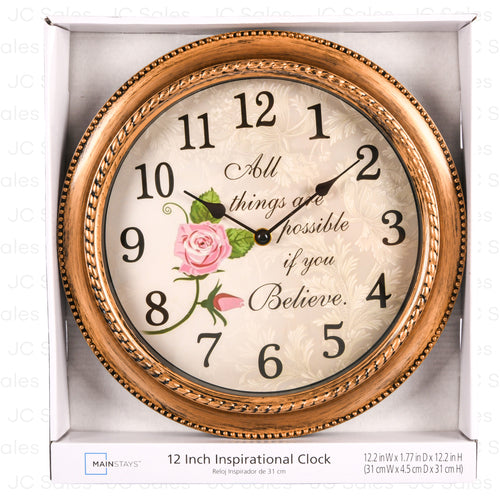 wall clock silver gold asst 12 -- 4 per case