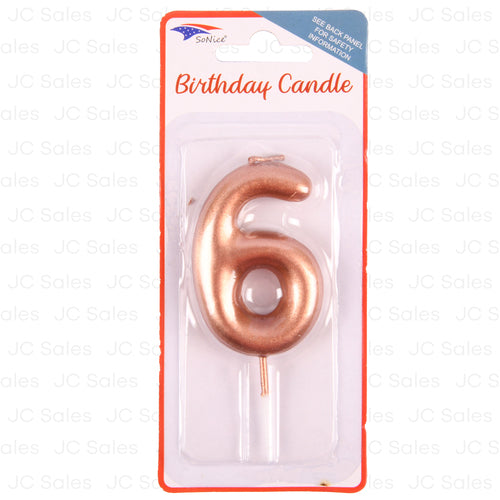 so nice metallic birthday candle 6 4 gold -- 12 per box